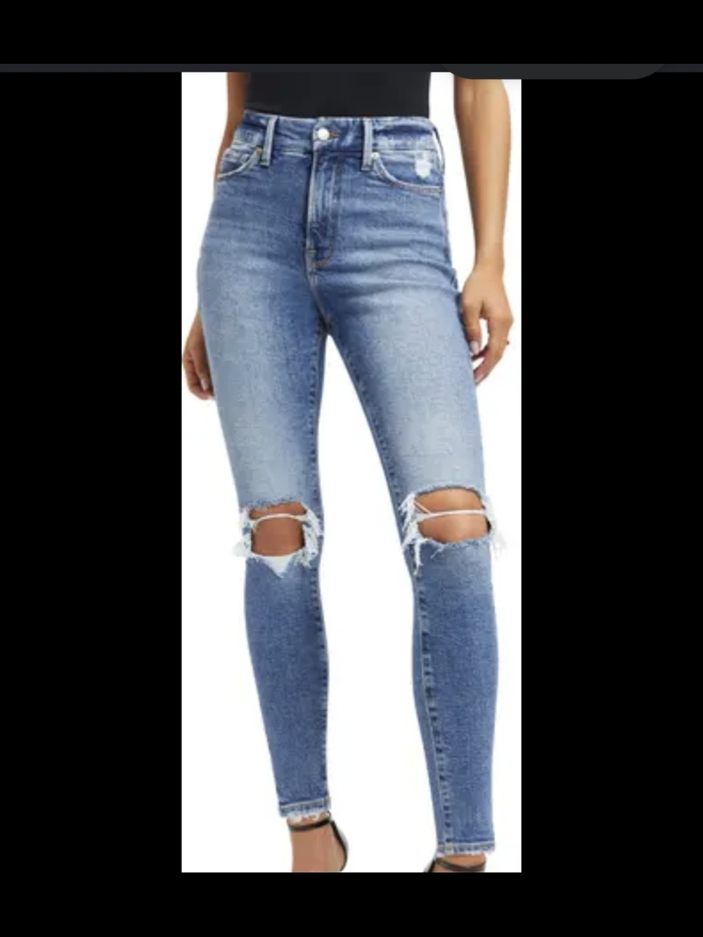 Classic High-Rise Distressed Blue Skinny Jeans - Women